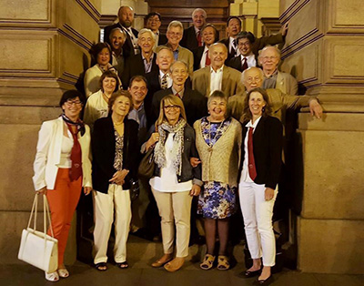 Group photo of White Elephant Club members and guests during the WE Dinner at the Prague Congress