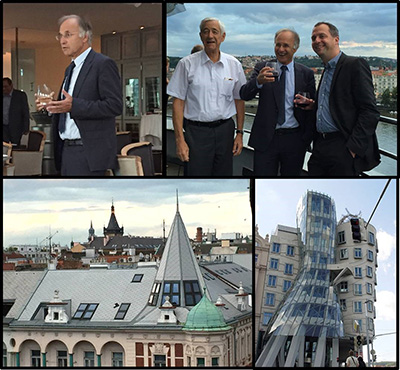 Prof. Dieter Fritsch greeting guests during the TIF Dinner atop the  Dancing House in Prague